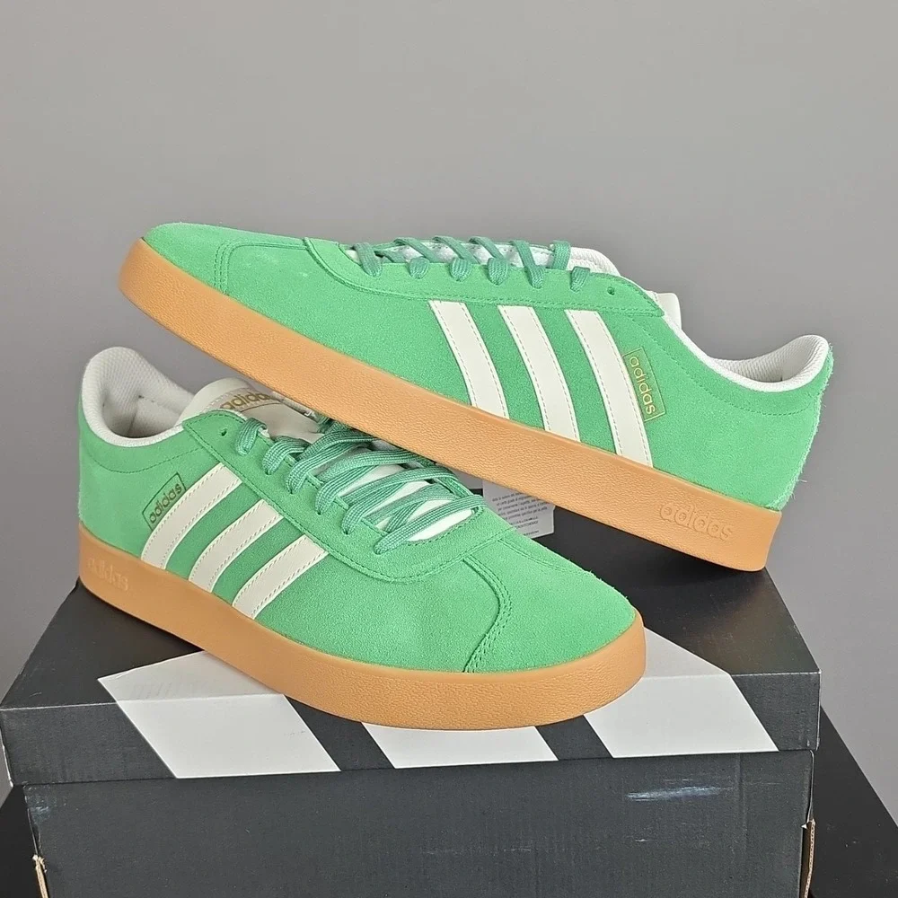 Adidas VL Court 2.0 Green Suede Gum Sole Mens Sneakers JH5077 Size 12 New